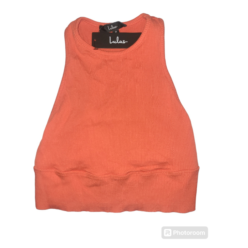 Lulus Orange Ribbed Tank Top Size M